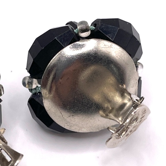 West Germany Signed Vntage Black Lava Rock Look Clip-on Cluster Earrings - Picture 10 of 13